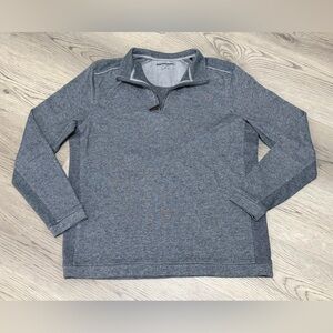 Johnson & Murphy Quarter Zip Men’s Grey Blue Pullover Sweater Shirt Size M - EUC